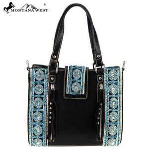 NWT Montana West Embroidered Tote / Crossbody Turq